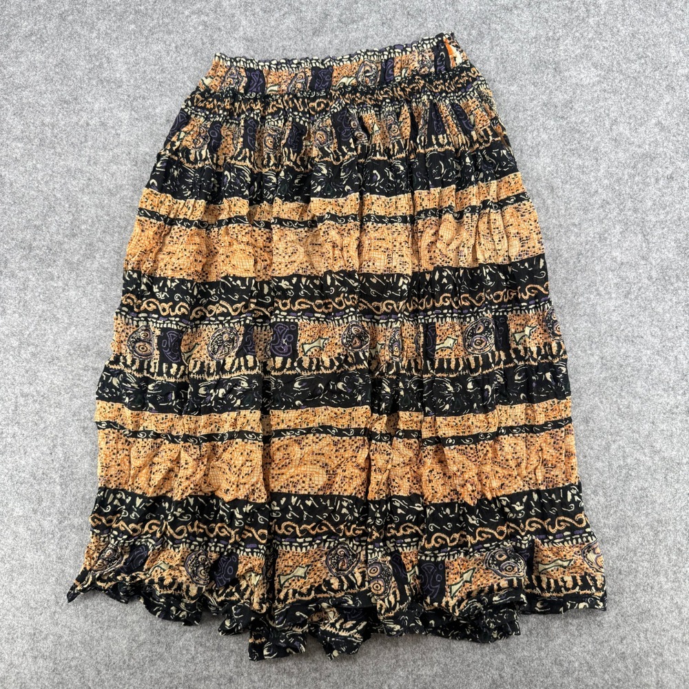 Peggy Sue Skirt Womens M Peasant Orange Black Geometric EUC